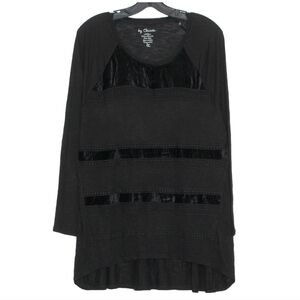 Chicos Women Size Large Black Longsleeved Super Soft Shirt W Velvet